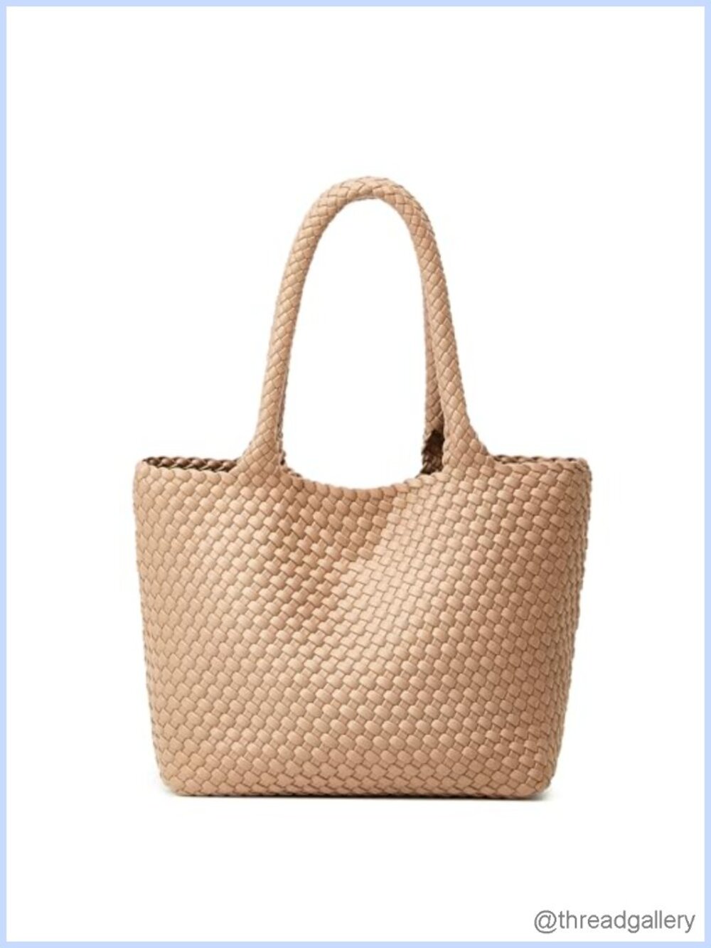 Woven Tote Bag Vegan Leather Satchel Weekend Travel Handbag